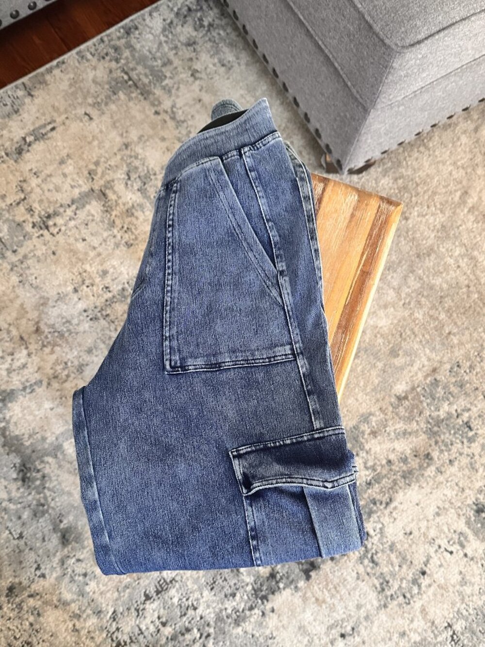 Halara Flex™ Mid Rise Pockets Straight Leg Casual Cargo Jeans XS (petite)